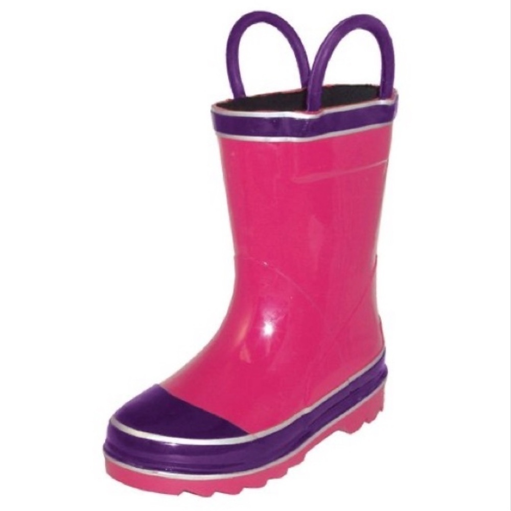 Northside Little Girls' Classic Solid Rainboot Pink / Purple Slip On Size 2 NEW